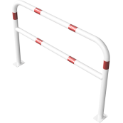 Hoop of steel tube |  60 x 2,5 mm | with cross bar | to be fixed by plugs | total width: 1500 mm | total height: 1000 mm | hot-dip galvanized and white coatedwith red reflecting stripes